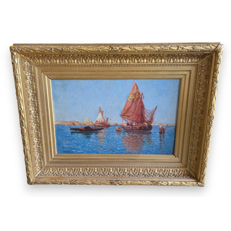 Tableau \"Bord de mer\" signé HOUBEN