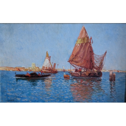 Tableau \"Bord de mer\" signé HOUBEN