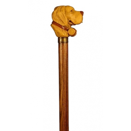 Walking stick with a Saint Bernard resin knob