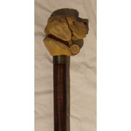 Walking stick with a Saint Bernard resin knob