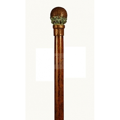 Walking stick with a bronze ‘golf ball’ knob
