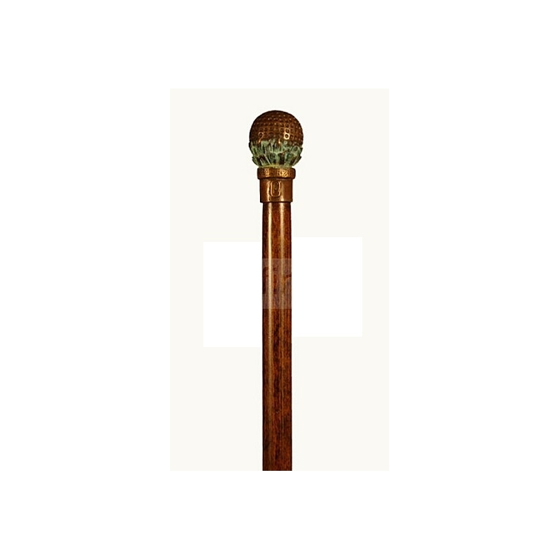 Walking stick with a bronze ‘golf ball’ knob