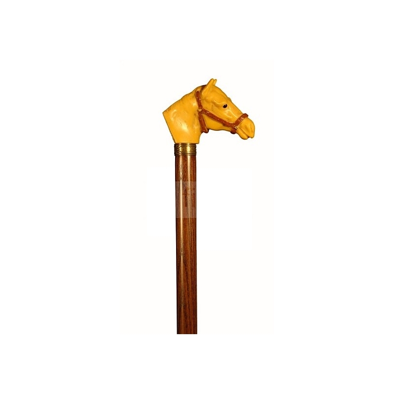 Walking stick with a resin horse-shaped knob