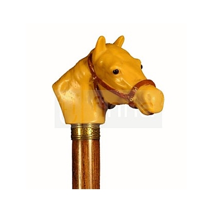 Walking stick with a resin horse-shaped knob