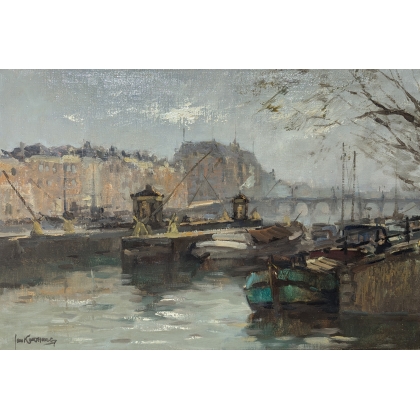 Paintings | Painting: ‘View of Amsterdam’. Moinat SA  – Antiques and home décor