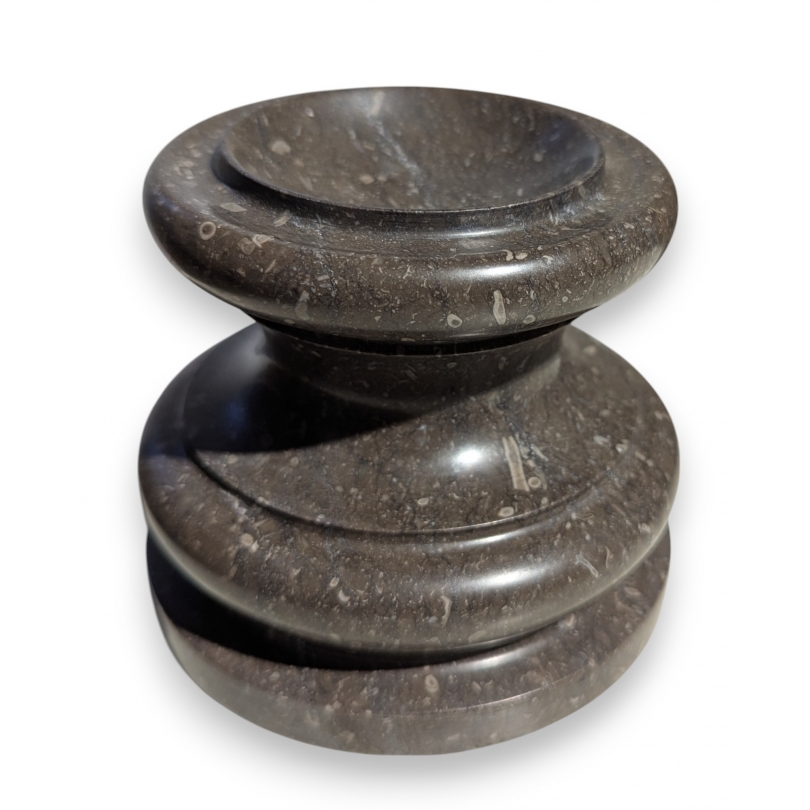 Large round black marble plinth