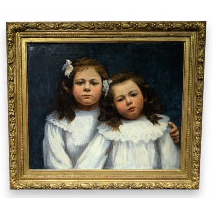 Tableau \"2 Fillettes\" signé A. MATTI-ZERDELAT