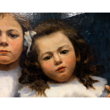 Tableau \"2 Fillettes\" signé A. MATTI-ZERDELAT