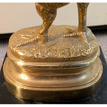 Bronze \"Coq\" signé R. BONHEUR