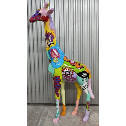 Girafe en résine décor Pop Art