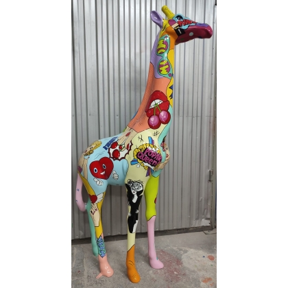 Girafe en résine décor Pop Art