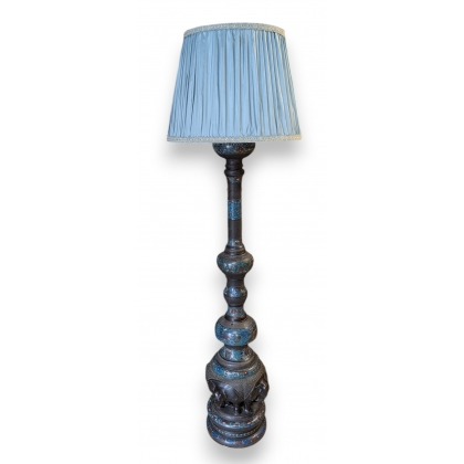 Pied de candelabre en bronze cloisonné Eléphants