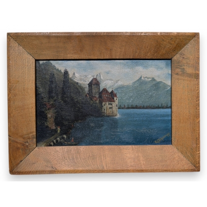 Tableau \"Château de Chillon\" signé E. SCHREMPP