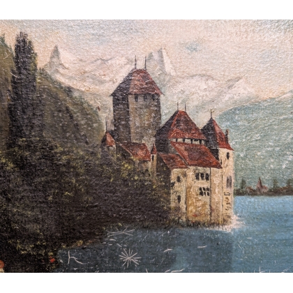 Tableau \"Château de Chillon\" signé E. SCHREMPP