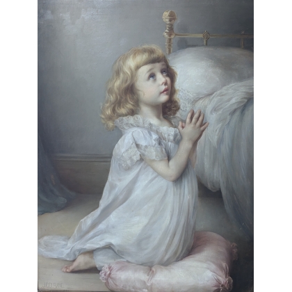 Tableau \"Fillette à la prière\" signé J.C. DURAND