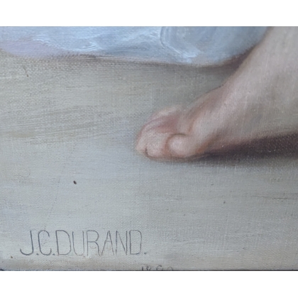 Tableau \"Fillette à la prière\" signé J.C. DURAND