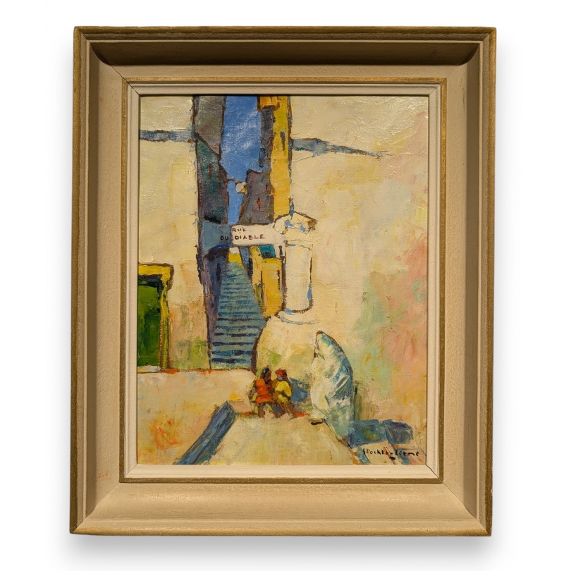Tableau \"Rue du Diable à Terme\" signé STOCKLI