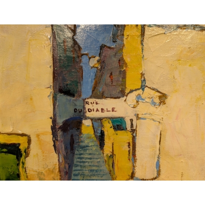 Tableau \"Rue du Diable à Terme\" signé STOCKLI