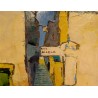 Tableau \"Rue du Diable à Terme\" signé STOCKLI