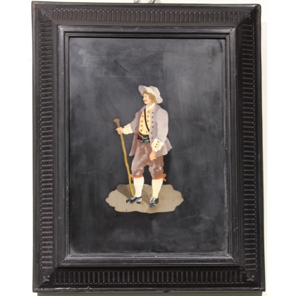 Paire de tableaux "Personnages" en pierre dûre