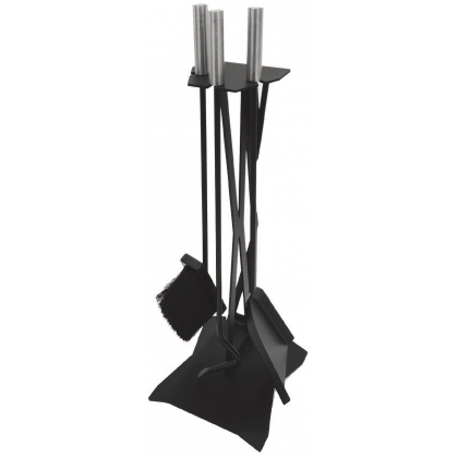 Support d\'outils de cheminée, métal brossé