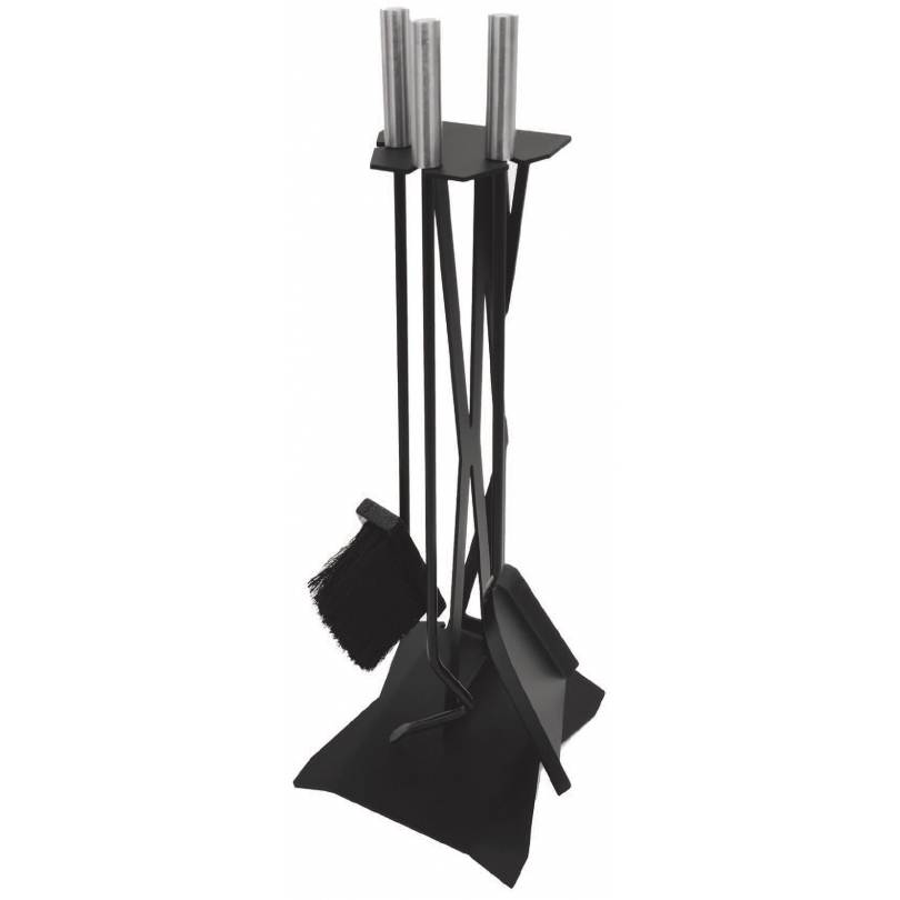 Support d\'outils de cheminée, métal brossé