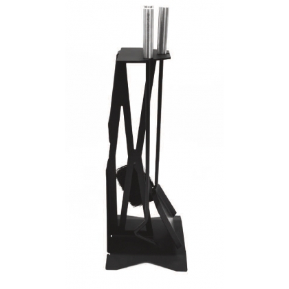 Support d\'outils de cheminée, métal brossé