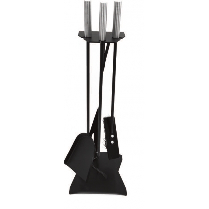 Support d\'outils de cheminée, métal brossé
