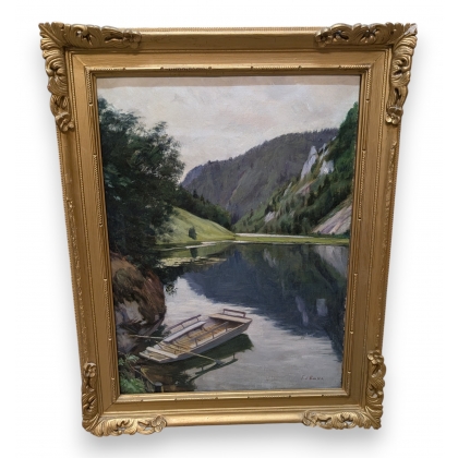 Tableau \"Bord du Doubs\" signé Ed. KAISER
