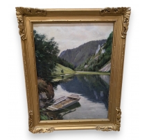 Tableau "Bord du Doubs" signé Ed. KAISER