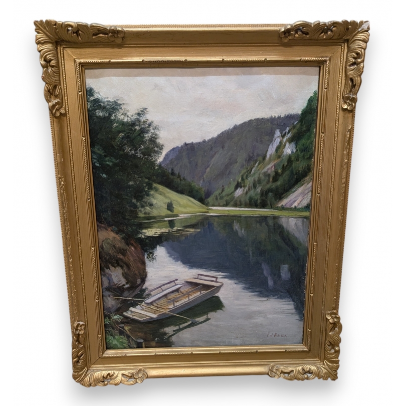 Tableau "Bord du Doubs" signé Ed. KAISER