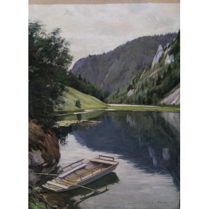 Paintings | Painting entitled ‘Bord du Doubs’ by Ed. KAISER Moinat SA  – Antiques and home décor