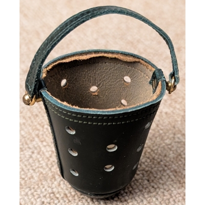Green leather Culbuto table ashtray