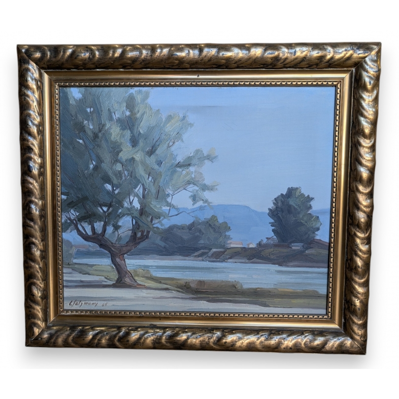 Tableau \"Bords de l\'Arve\" signé L. SALZMANN 45