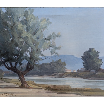 Tableau \"Bords de l\'Arve\" signé L. SALZMANN 45