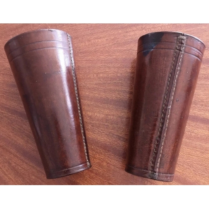 Pair of brown leather dice cups