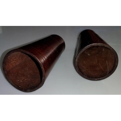 Pair of brown leather dice cups