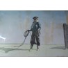 Aquarelle "Gaucho" signée Tito SAUBIDET 1932