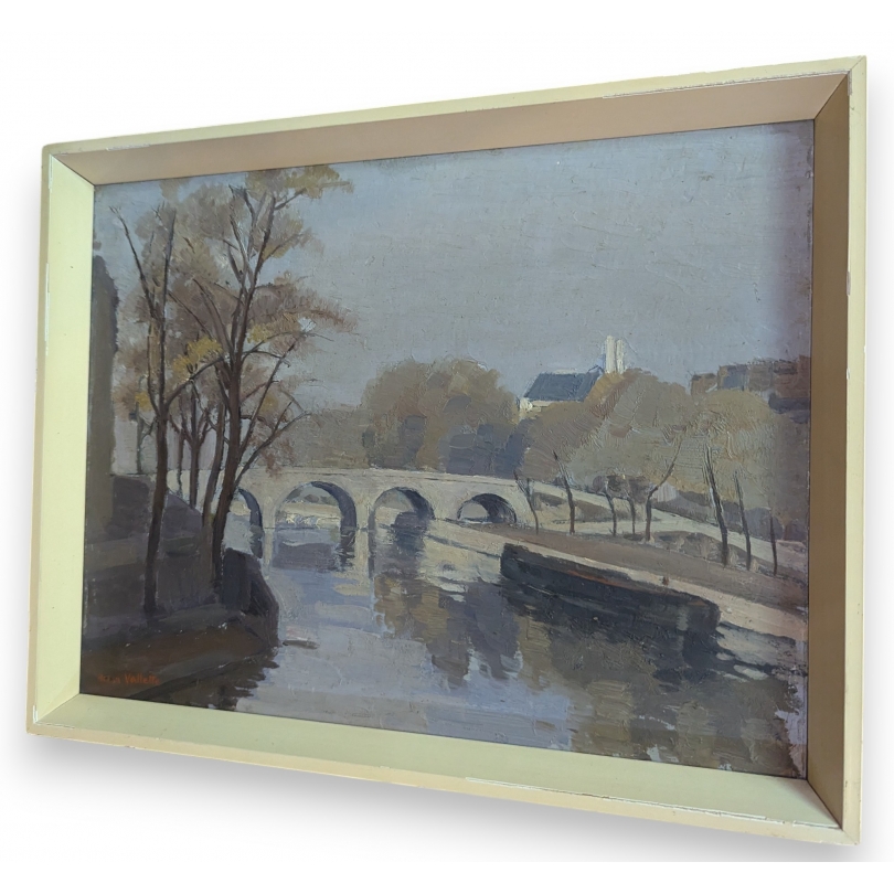 Tableau \"La Seine à Paris\" signé VALLETTE