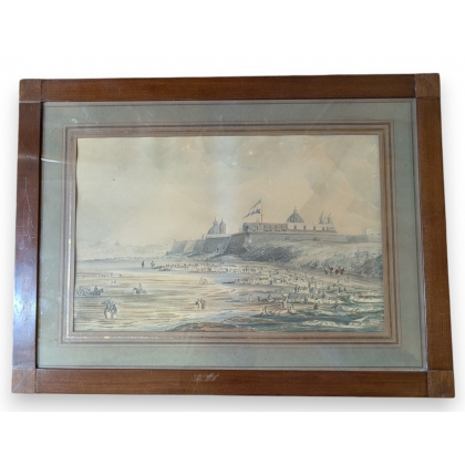 Aquarelle \"Fort de Buenos Aires\" d\'après VIDAL