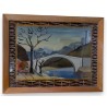 Peinture sour verre \"Pont\" signée FARAVEL 37
