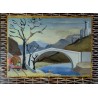 Peinture sour verre \"Pont\" signée FARAVEL 37