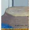 Peinture sour verre \"Pont\" signée FARAVEL 37