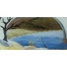 Peinture sour verre \"Pont\" signée FARAVEL 37
