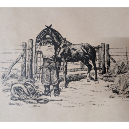 Dessin "Gaucho" signé SAUBIDET
