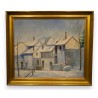 Tableau \"Village dans la neige\" signé M. DROZ