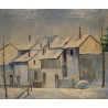 Tableau \"Village dans la neige\" signé M. DROZ