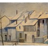 Tableau \"Village dans la neige\" signé M. DROZ