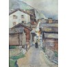 Paire d'aquarelles "Evolène" signé F. PORTIER