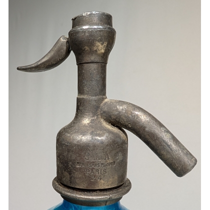 Siphon en verre bleu L. MOREAU